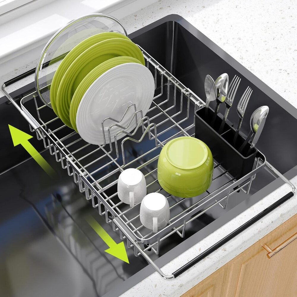 Expanding over the sink SS dish drainer